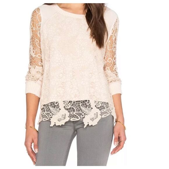 Free People Pretty Rad Crochet Pullover Size S - Picture 1 of 9